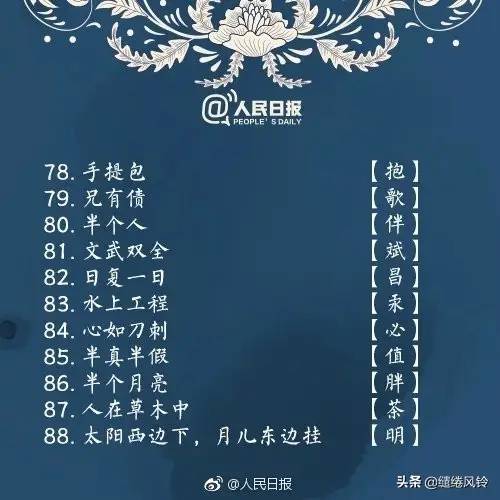 《人民日报》整理100个简单字谜，跟孩子一起来猜猜看吧！