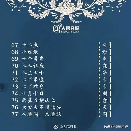 《人民日报》整理100个简单字谜，跟孩子一起来猜猜看吧！