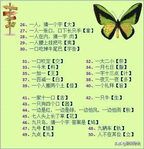 猜字迷、你最棒，100个字谜赠予你、学习语文帮助大！