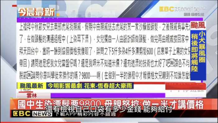 《關於國中生染9800頭髮這件事》  新聞的報導客不客觀我們不知道